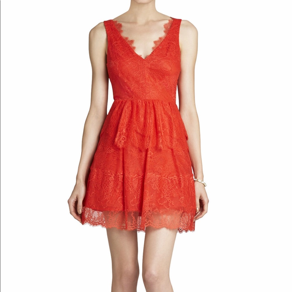 BCBG MAX AZRIA WILLA POPPY RED LACE DRESS